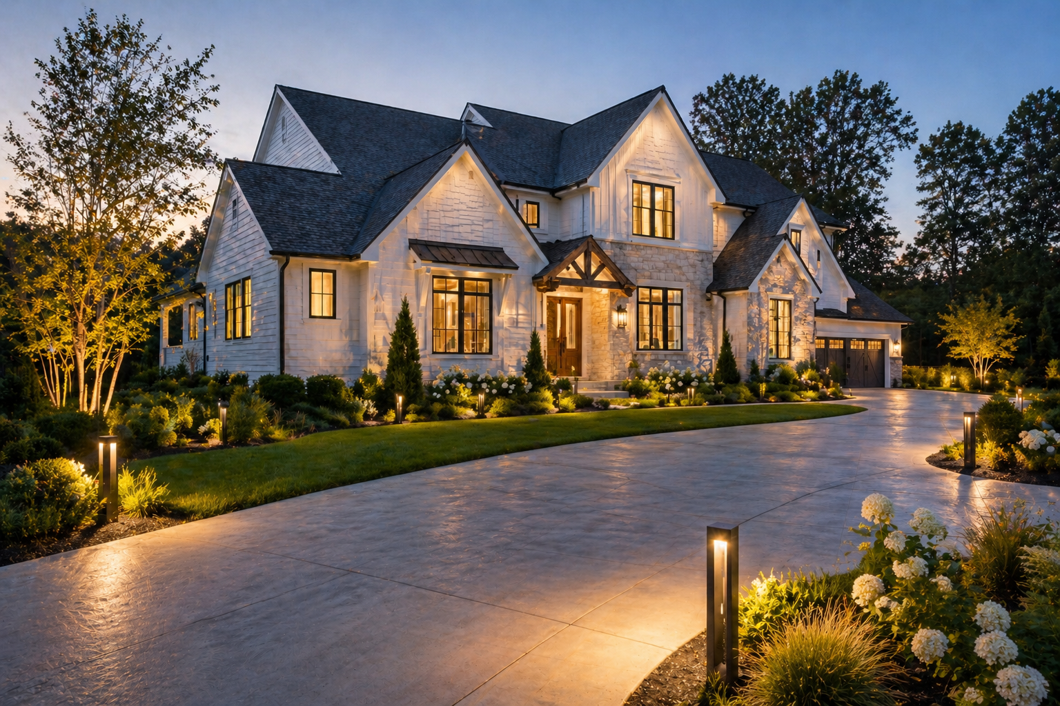 Estate at sunset illuminated by Ridge